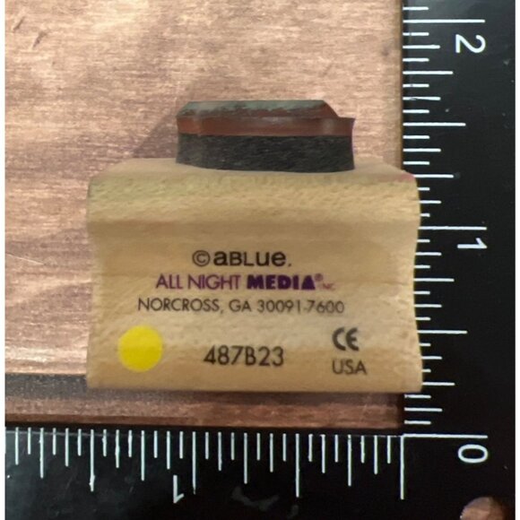 Mini Wood Mounted Rubber Stamp With Santa Hat Design 487B23 All Night Media - Picture 4 of 4